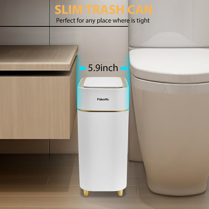 Motion Sensor Trash Can 9L Slim for Bathroom Narrow Spaces TG6190
