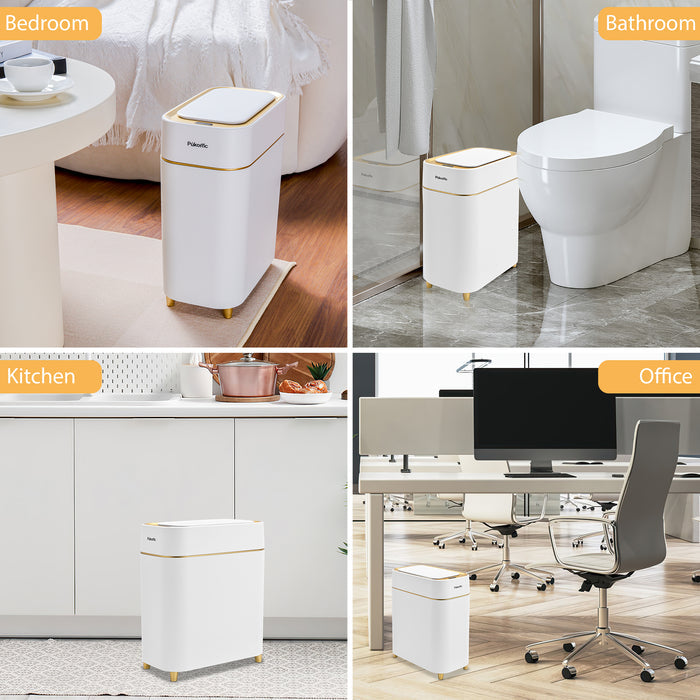 Motion Sensor Trash Can 9L Slim for Bathroom Narrow Spaces TG6190
