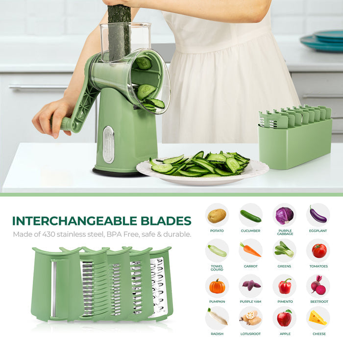 Replacement Blade Set for Rotary Cheese Grater LS-1070 - 8 Pcs Blades + Storage Box