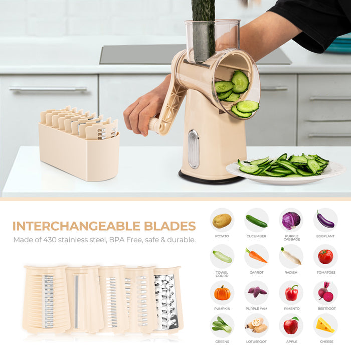 Replacement Blade Set for Rotary Cheese Grater LS-1070 - 8 Pcs Blades + Storage Box