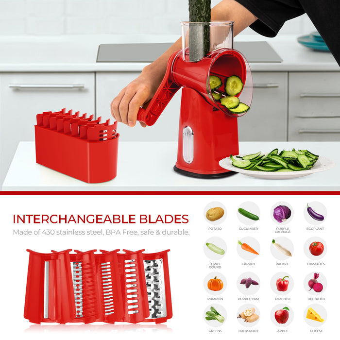 Replacement Blade Set for Rotary Cheese Grater LS-1070 - 8 Pcs Blades + Storage Box