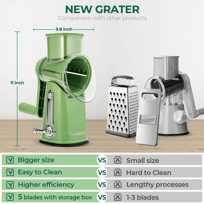 Rotary Cheese Grater 5 Blades Hand Crank Vegetable Slicer LS-1070