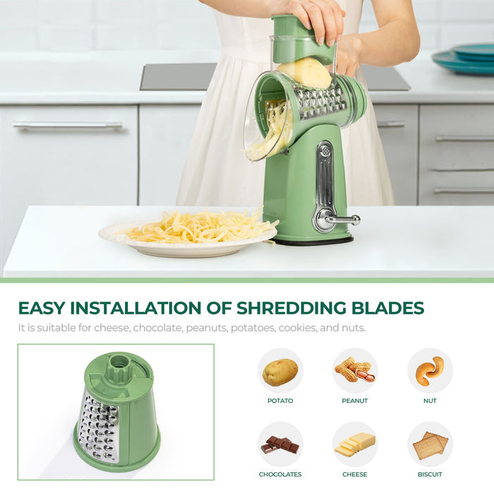 Rotary Cheese Grater 5 Blades Hand Crank Vegetable Slicer LS-1070