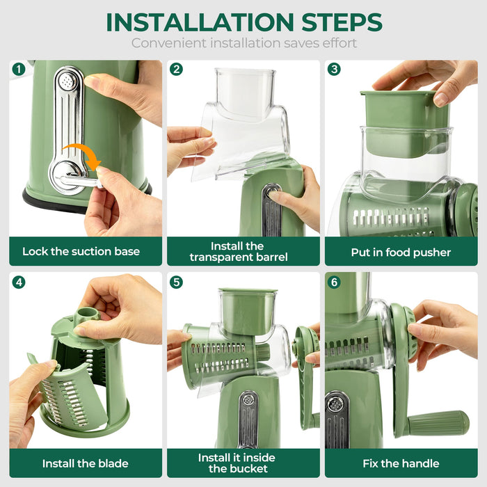 Rotary Cheese Grater 5 Blades Hand Crank Vegetable Slicer LS-1070