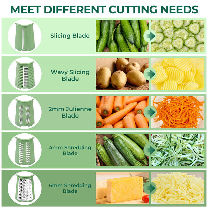 Rotary Cheese Grater 5 Blades Hand Crank Vegetable Slicer LS-1070