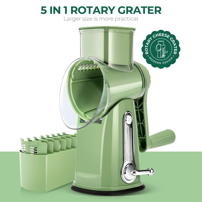 Rotary Cheese Grater 5 Blades Hand Crank Vegetable Slicer LS-1070