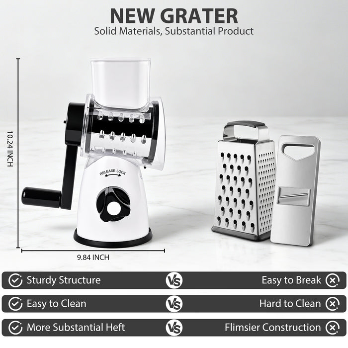 Rotary Cheese Grater with Stainless Steel Blades & Suction Base B890-B