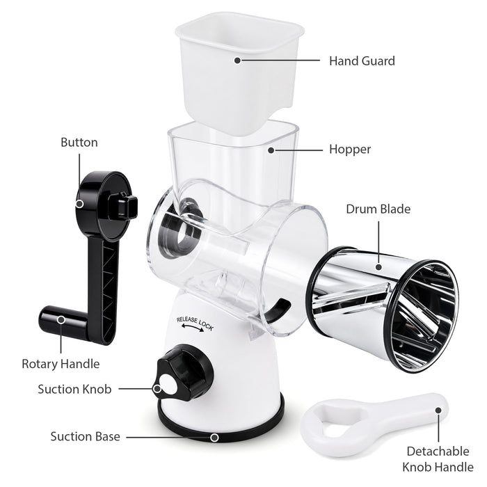 Rotary Cheese Grater with Stainless Steel Blades & Suction Base B890-B