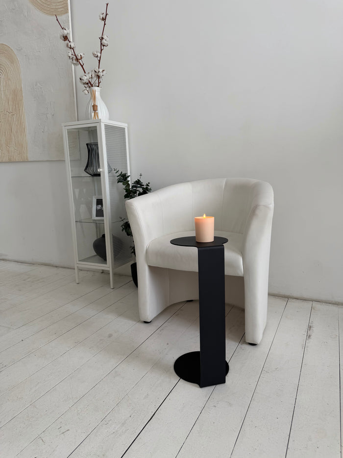 Round Metal Side Table – Minimalist Powder-Coated Steel, Black or White