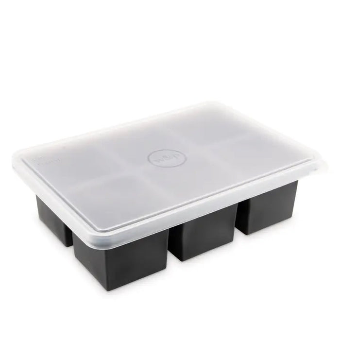 Silicone Cup Cube Food Storage Freezer Trays - Charcoal - 6-Cube