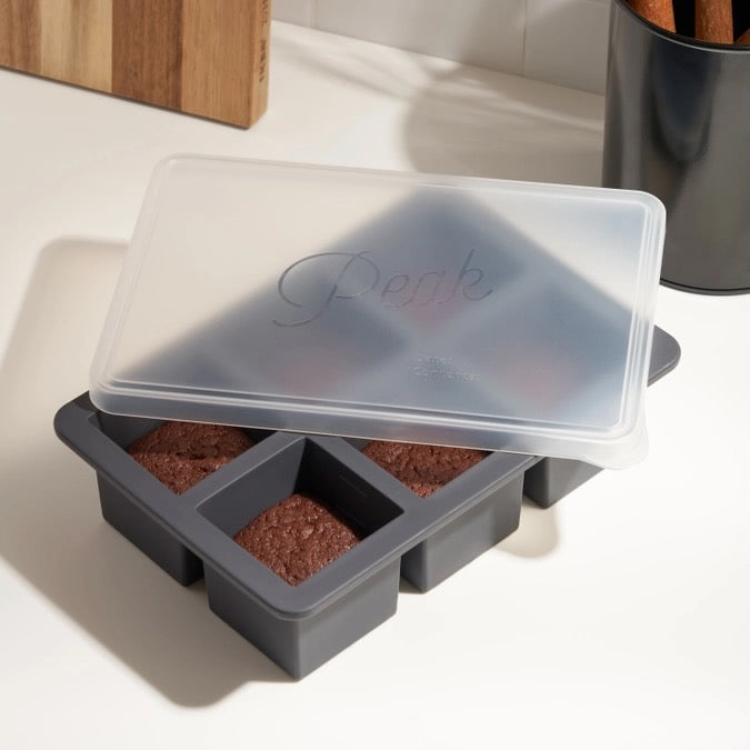 Silicone Cup Cube Food Storage Freezer Trays - Charcoal - 6-Cube