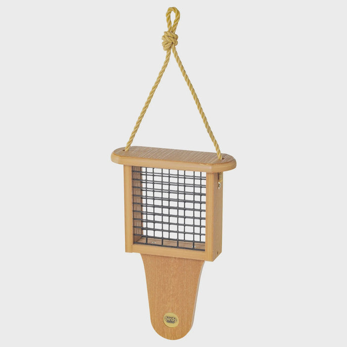 Suet Feeder - Modern Farmhouse w Tail Prop - Natural Teak Color