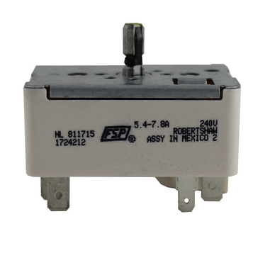 Supco Surface Element Infinite Control Switch WP3148952, 5.4-7.8 Amps for Whirlpool/Maytag/Amana Range