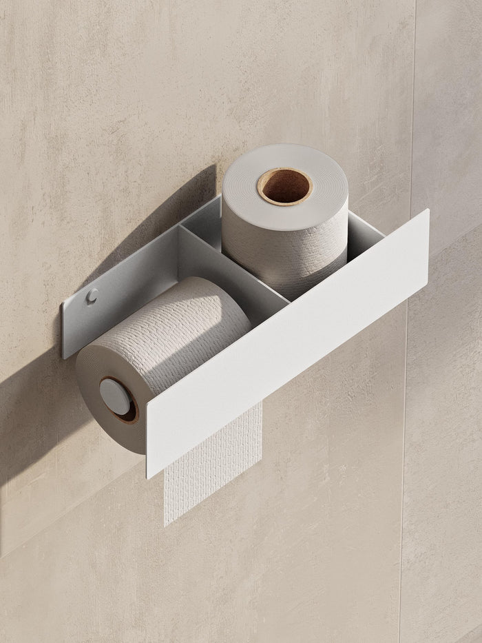 Toilet paper holder with shelf